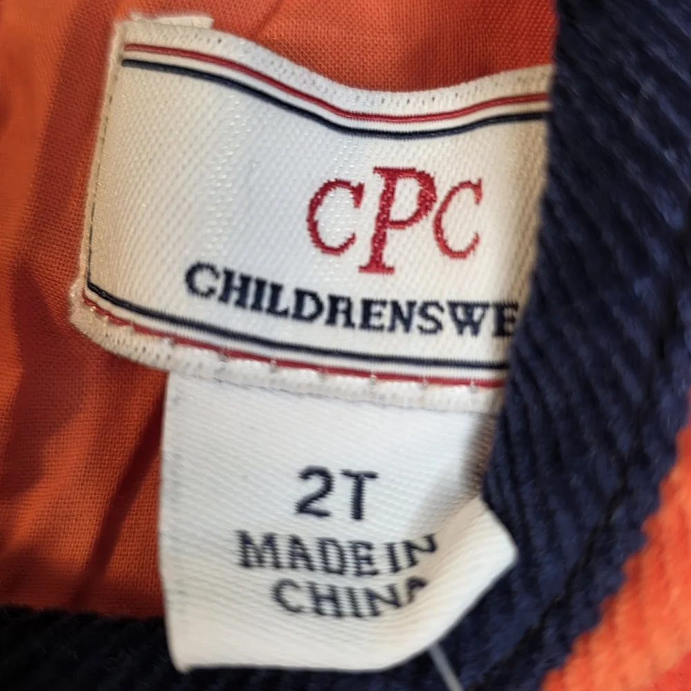 Kids Dress Grace Shift Retro Mod Corduroy Pumpkin Orange & Navy Blue Girls 2T